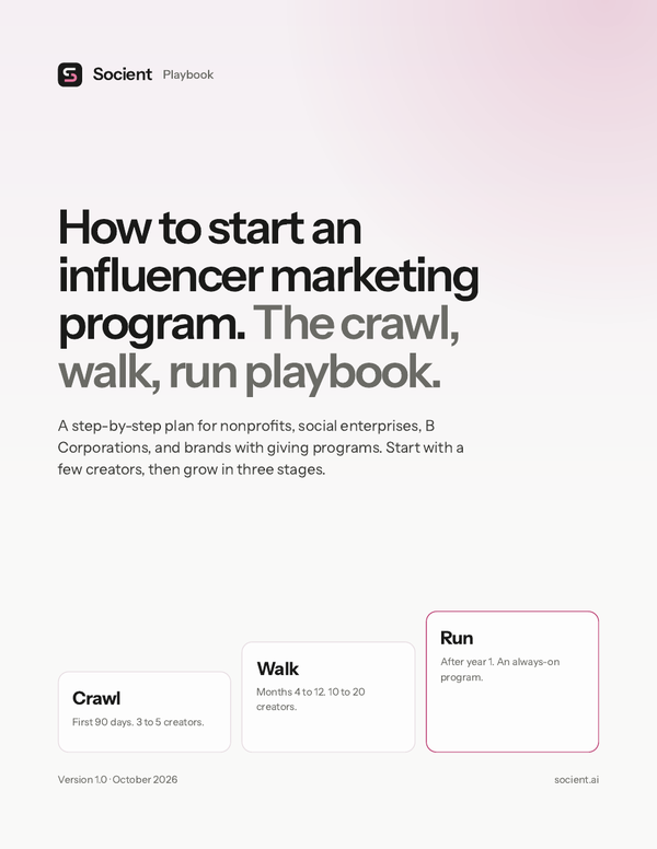 Cover of the Socient crawl, walk, run playbook